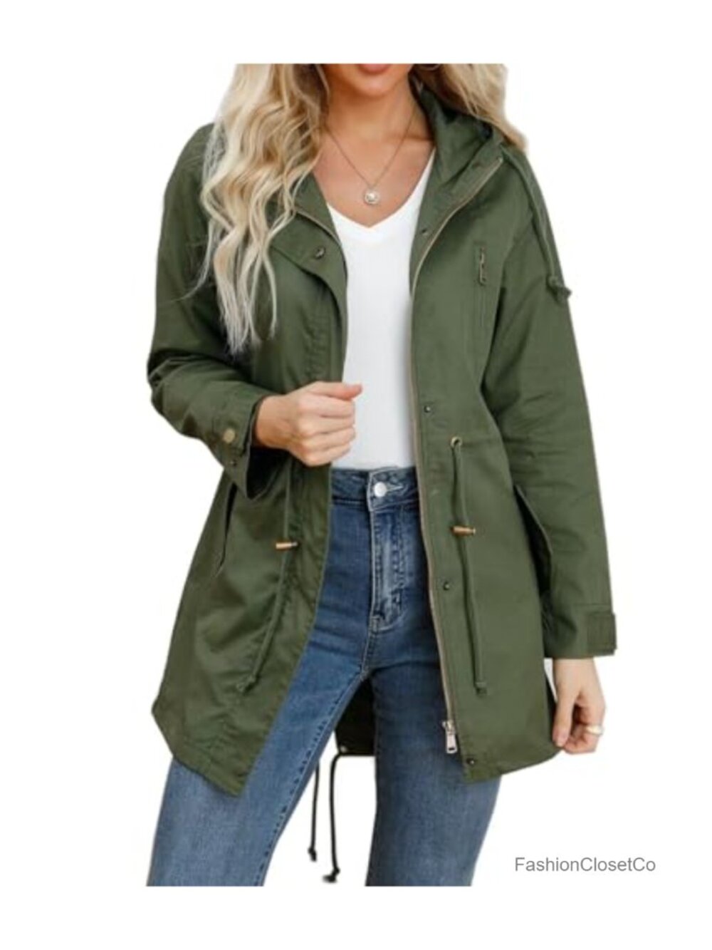 Women's Lightweight Anorak Jacket Zip Up Utility Hoodie Cotton Casual Coat